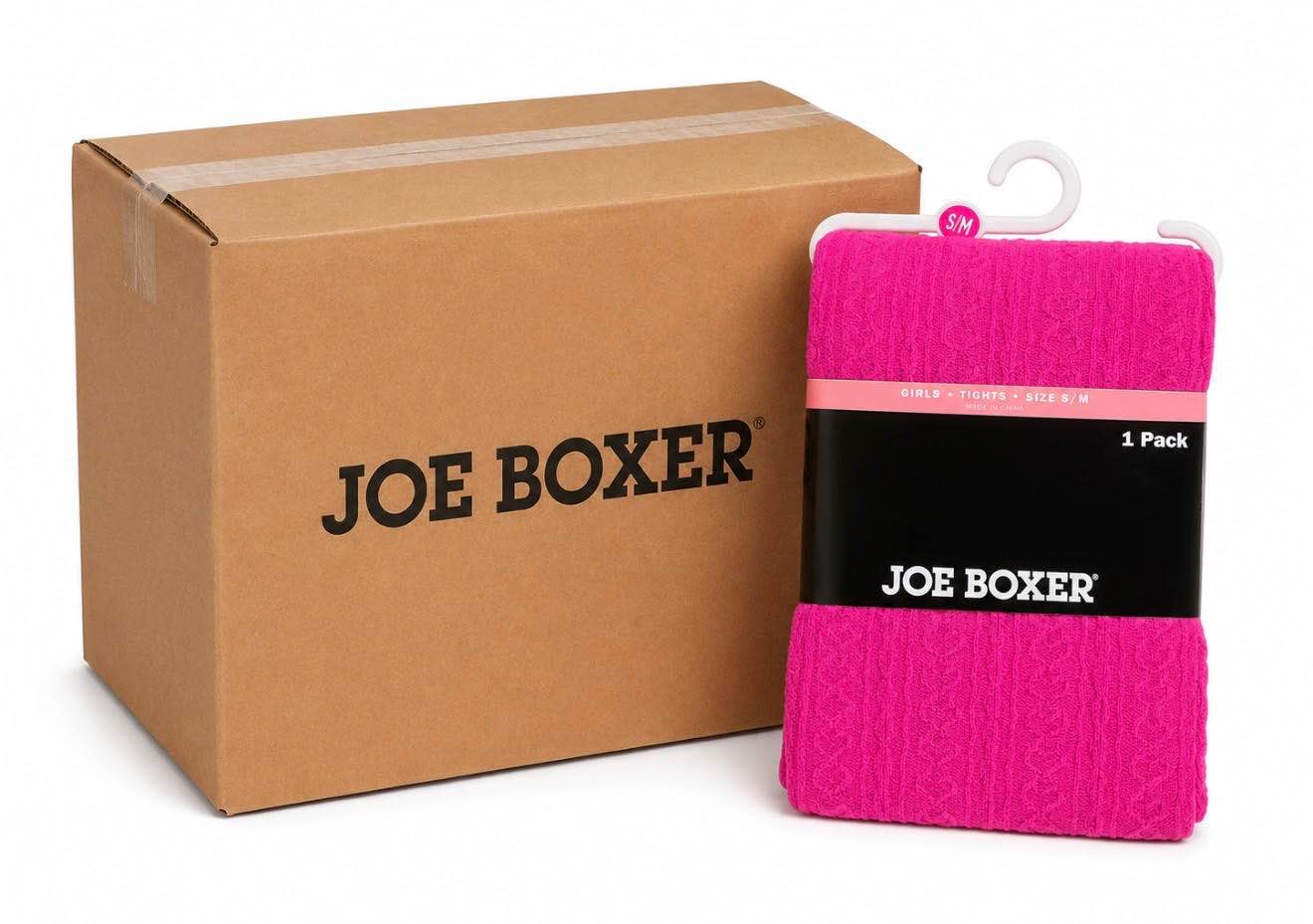 case of 93 size s/m joe boxer girl's tights - raspberry rose