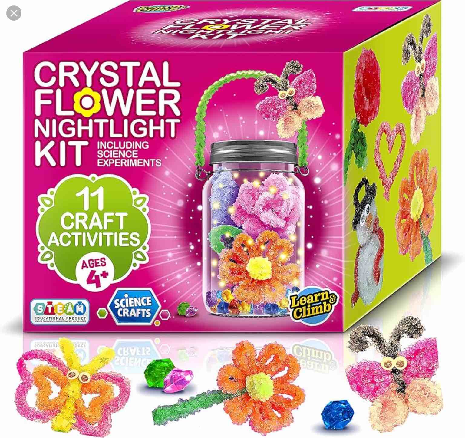 learn & climb growing crystal flower nightlight kit gift for boys & girls