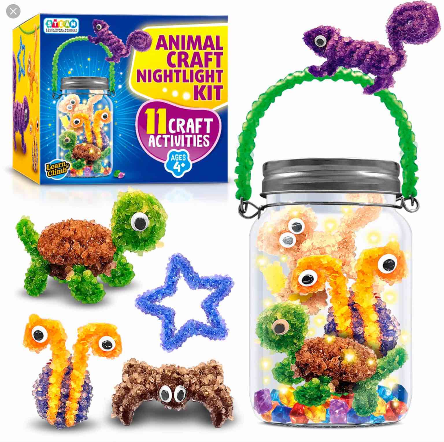 learn & climb crystal animal nightlight kit for boys and girls