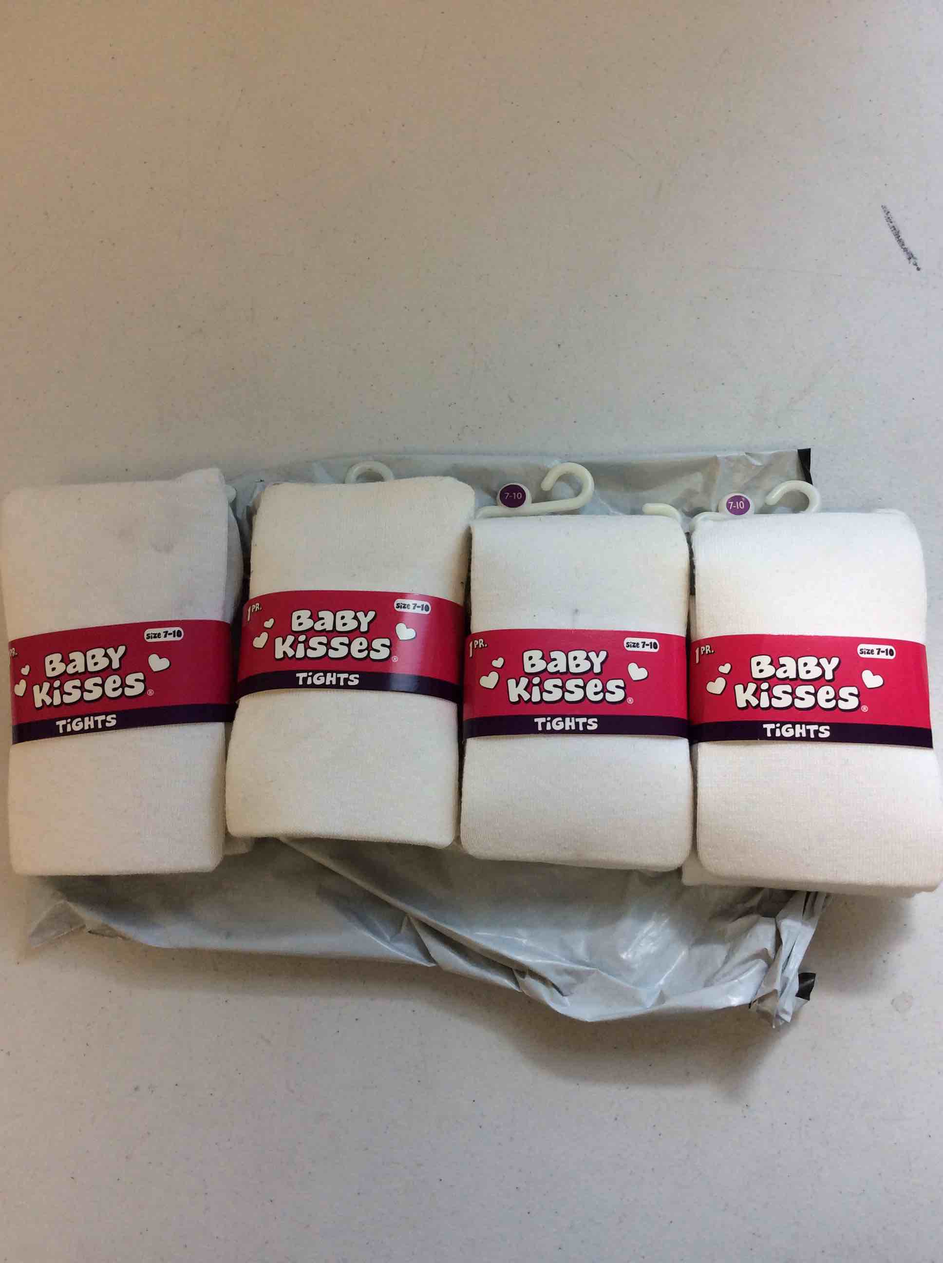 Condition photo showing New/Like New for size 7-10 baby kisses girls tights, white (4 pack)
