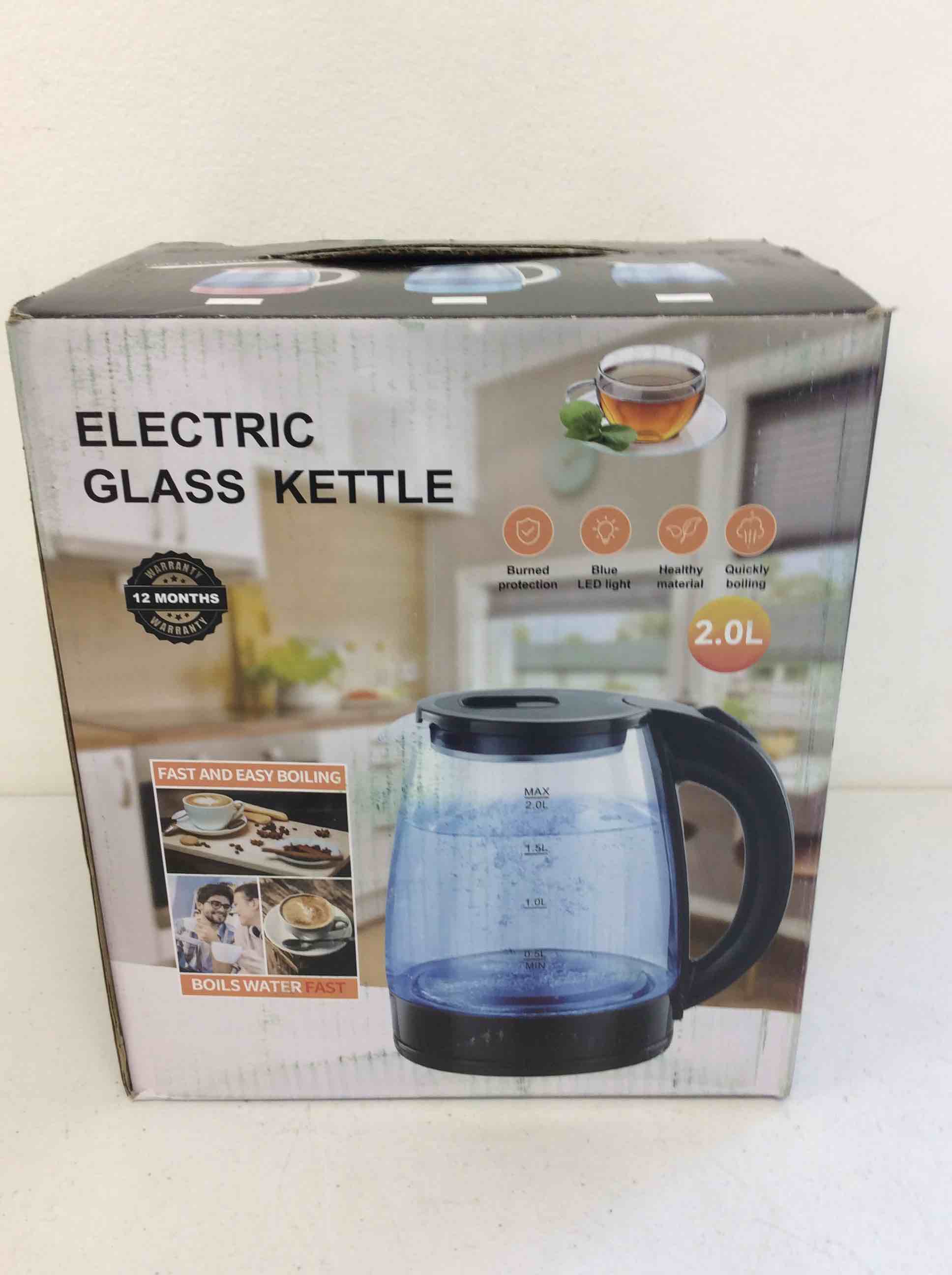 electric glass kettle 2.0l (color may vary)