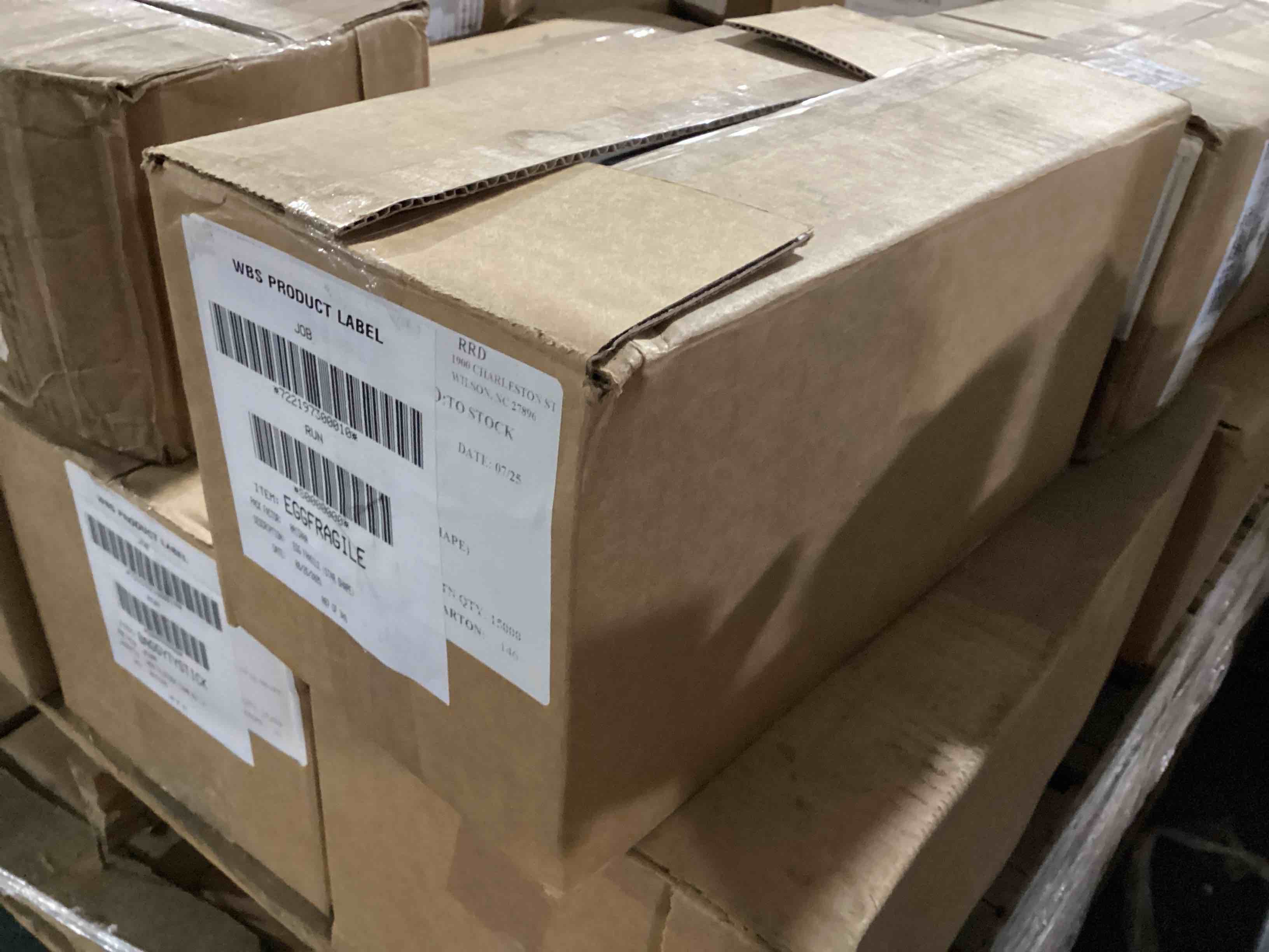 Condition photo showing New/Like New for case of 6 eggs inside fragile sticker roll
