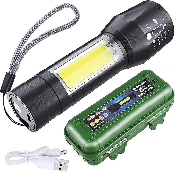 KTS USB Rechargeable LED Flashlight 400 lumens (3 1/2” L)