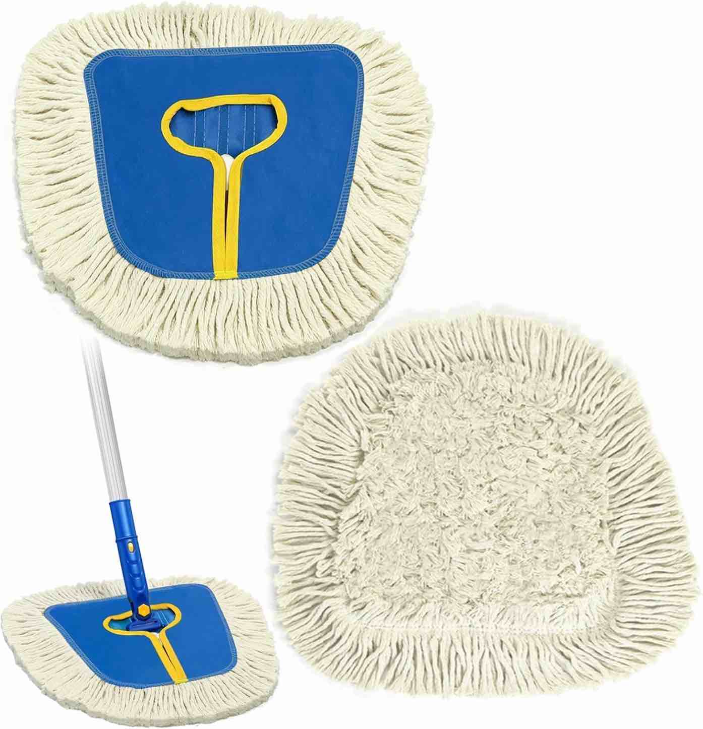 Commercial Dust Mop Repfacement Head. Washable Wedge Cotton Dry Fioor Duste Mop Pad Refills for Wall