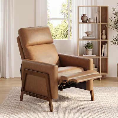 Condition photo showing New/Like New for vivihav 32-in w cocoa mid-century modern pu leather recliner chair with 3-position tilt