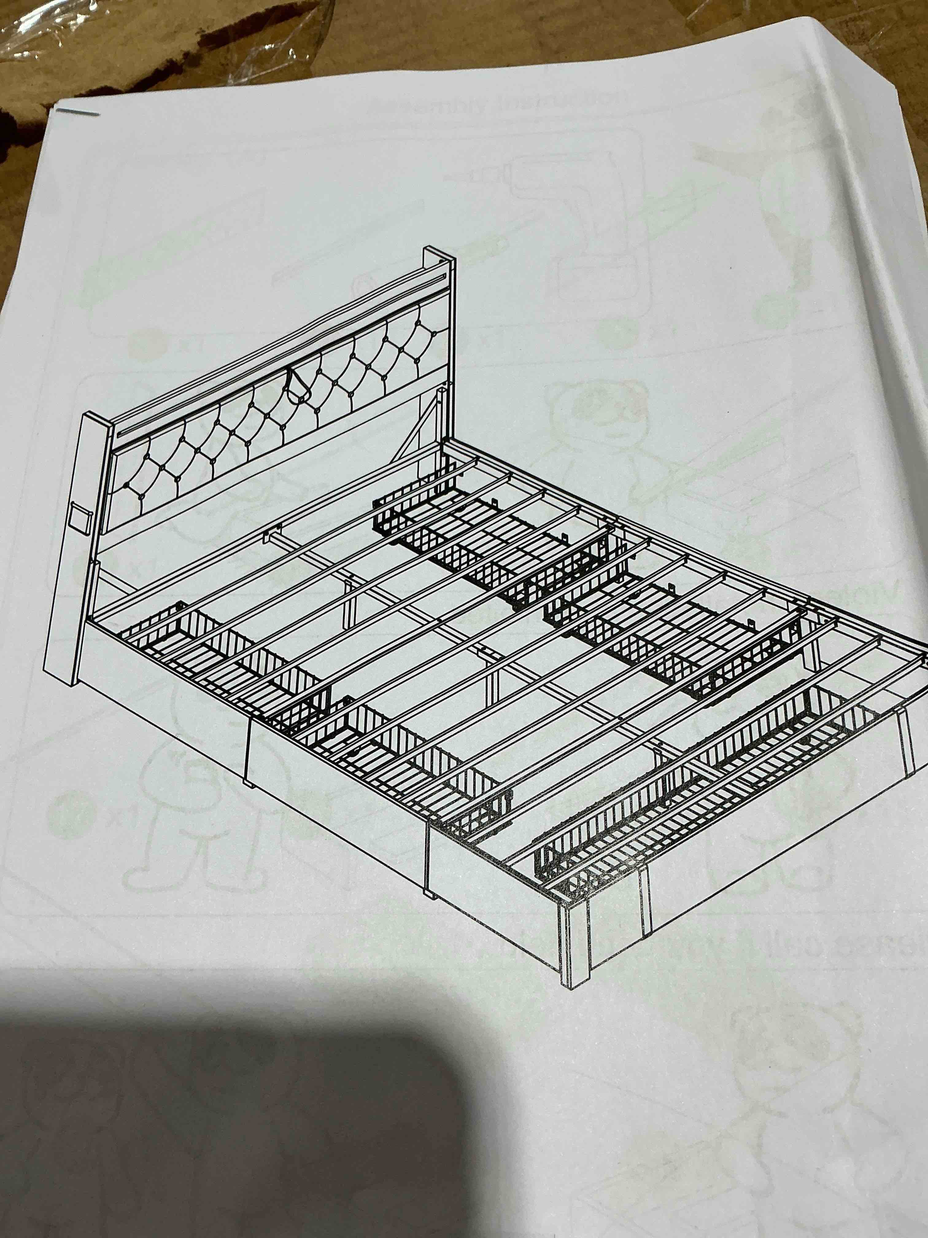 Condition photo showing Good Condition for ikifly velvet upholstered twin xl bed frames with storage drawers, beige ; ( incomplete )