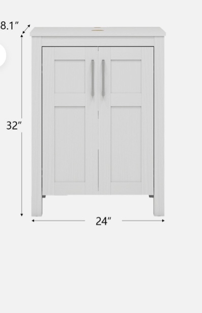 Condition photo showing Good Condition for 24"bathroom vanity freestanding cabinet w/ vessel sink faucet combo modern white