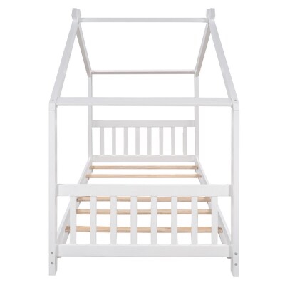 Condition photo showing New/Like New for modernluxe assembly required twin size house platform bed with headboard and footboardroof