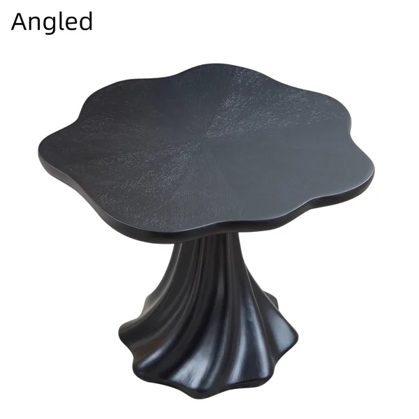 Condition photo showing Good Condition for 37" modern round dining table, unique petal top fiberglass pedestal table for 2-4