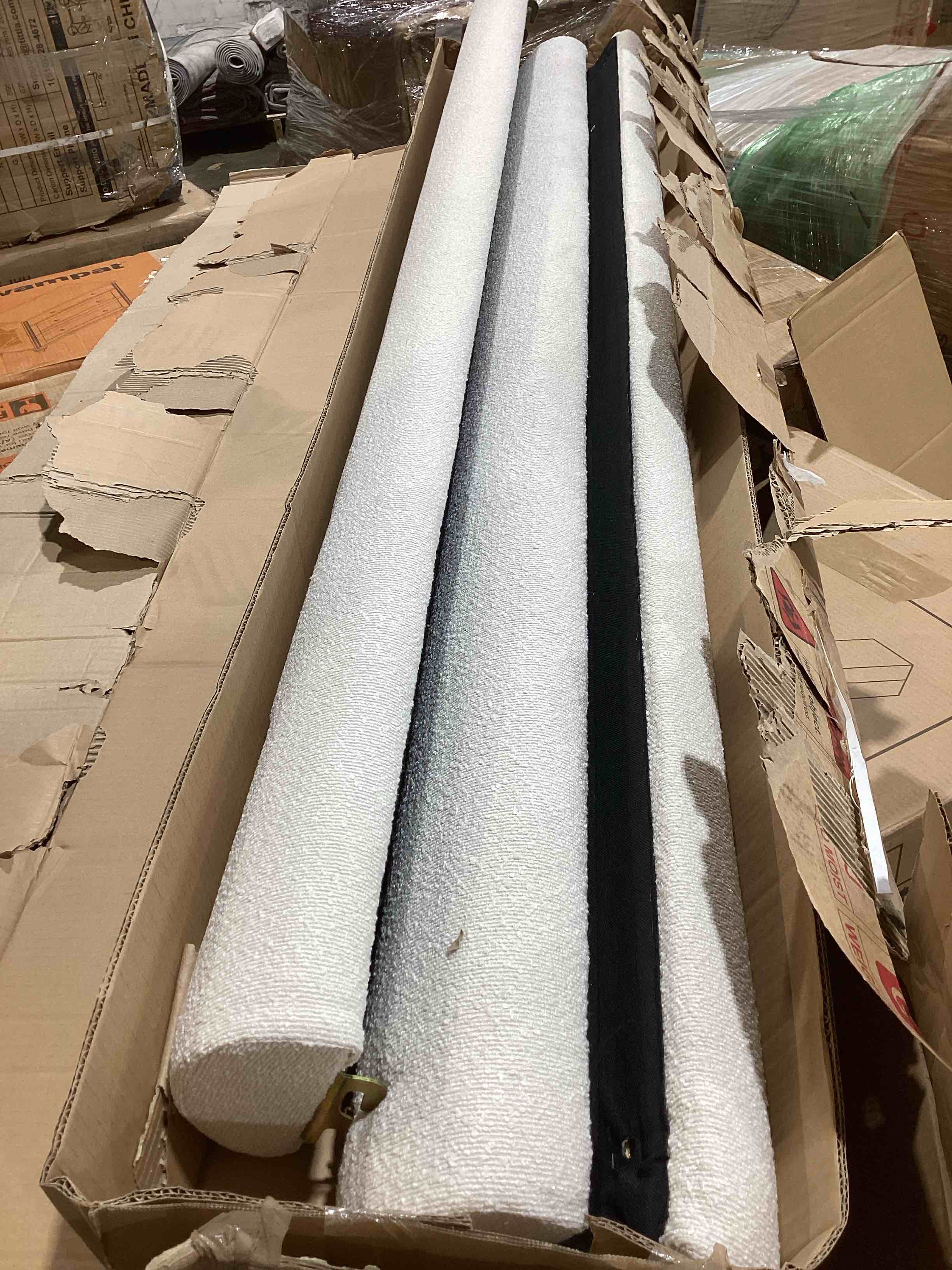 Condition photo showing Good Condition for king upholstered bed frame with 55.5" tall wingback headboard