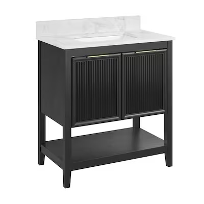 Bush Furniture Camille 32-in Onyx Birch Single Sink Bathroom( Washbasin not included.) 