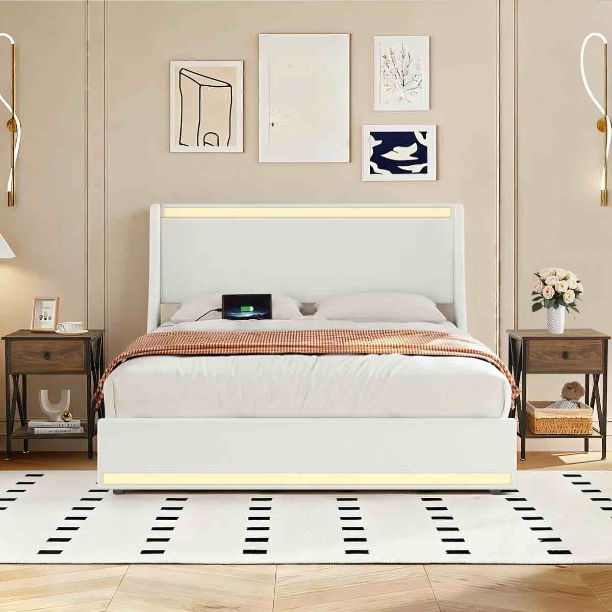 WROUGHT STUDIO AGFL1071 Upholstered Storage Bed  size Queen 