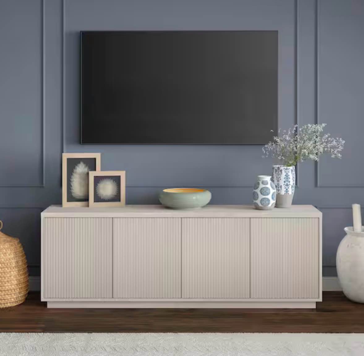 Hanson Rectangular Alder White TV Stand for TV's Up to 75 in.