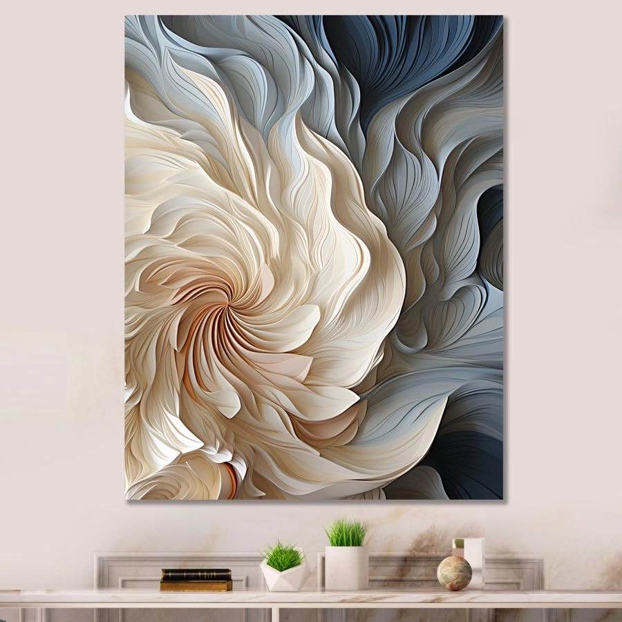 White and Blue Feather Spiral – Soft Ethereal Motion Art