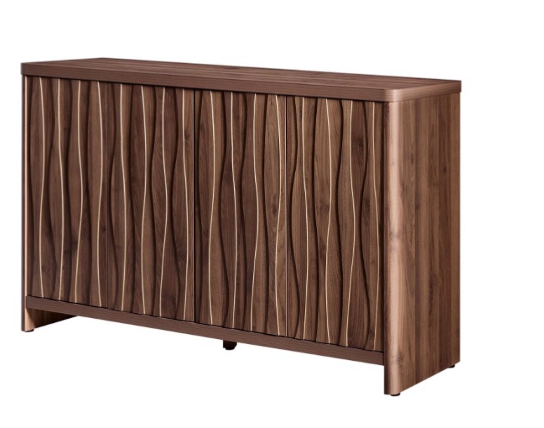 OAKHAM 60" Sideboard and Buffet, Storage Cabinet with Adjustable Shelf, Wave Pattern, Deep Walunt