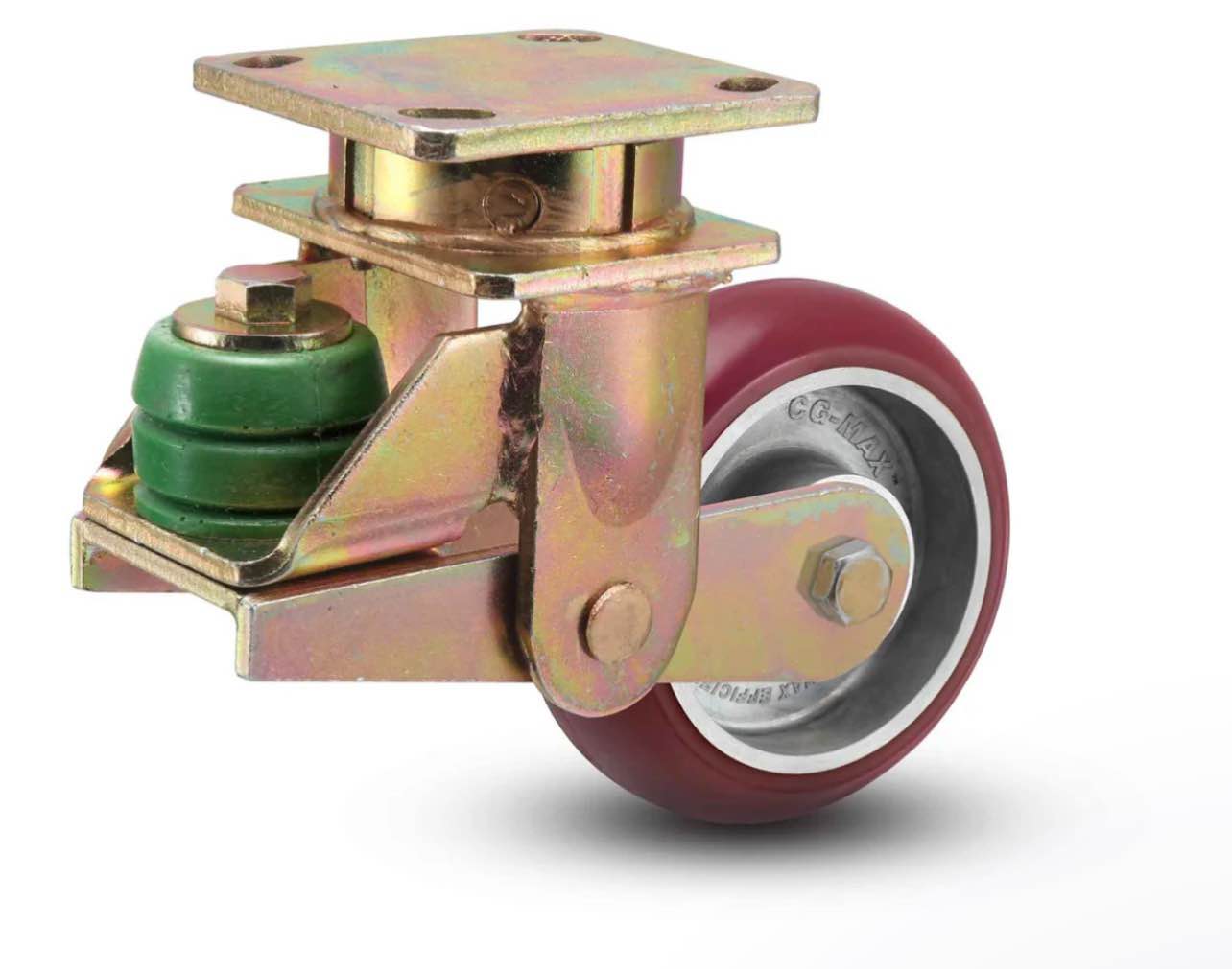 Shock-Absorbing 6"x2" MAX-Efficiency Maroon Rigid Poly-Spring Caster with 4"x4.5" Plate ( 3 Parts only )