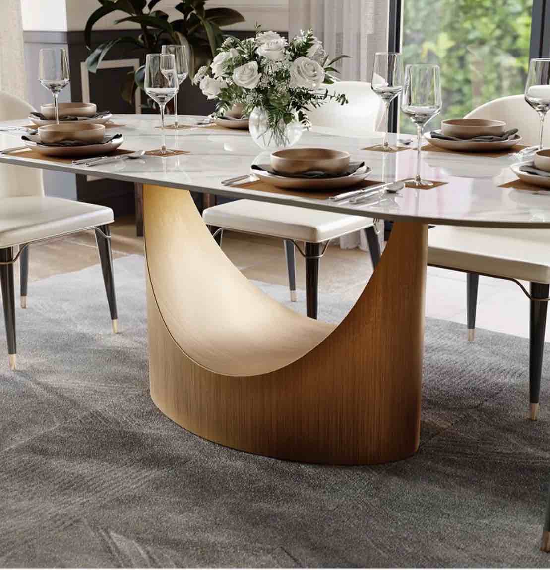 Hobart - Oval Glossy Sintered Stone Dining Table; ( tabletop only)
