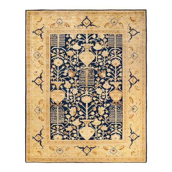 Overton Hand Knotted Wool Vintage Inspired Modern Contemporary Eclectic Blue Area Rug - 14’ 10 x 12’ 0 “