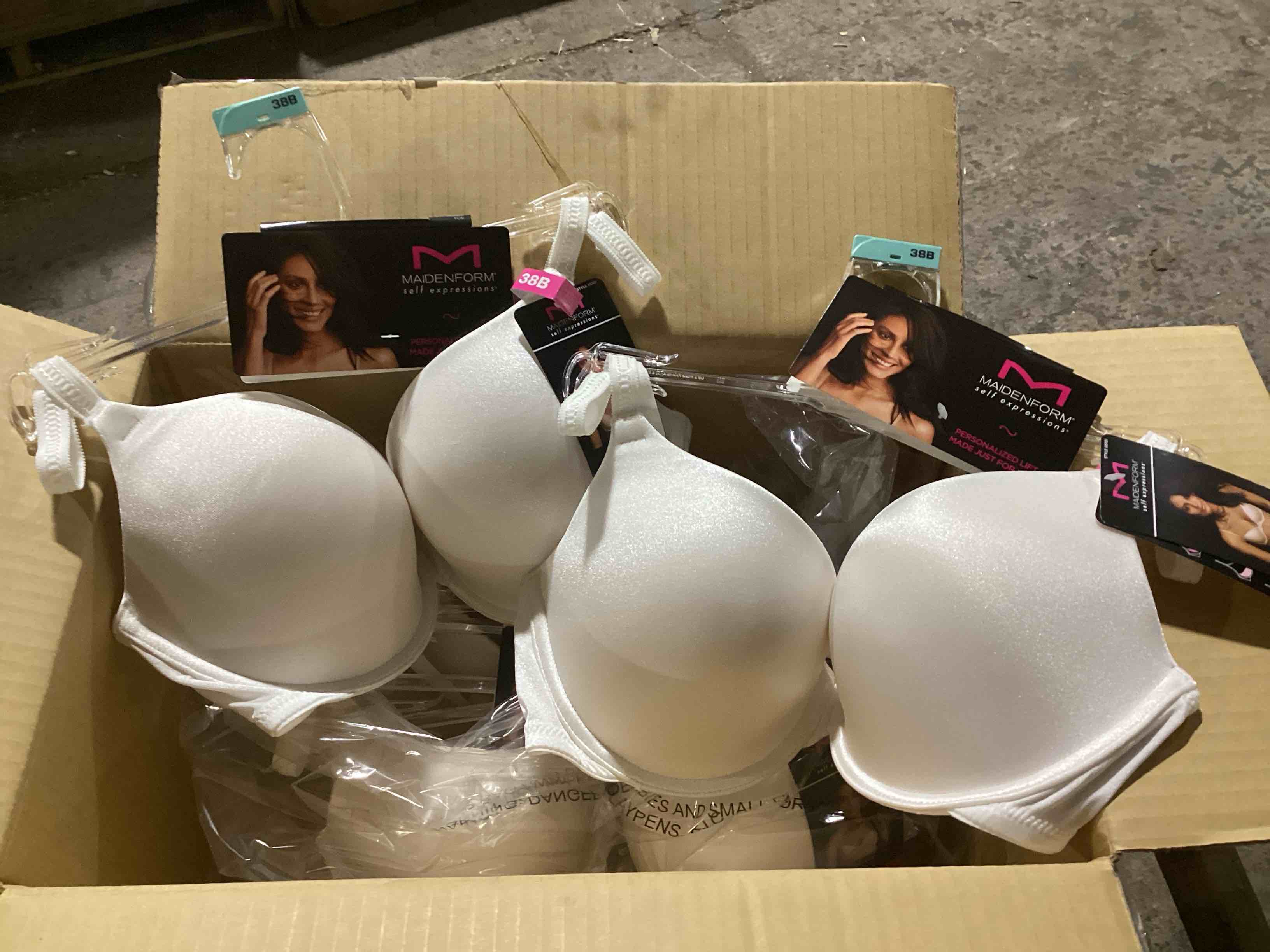 Condition photo showing New/Like New for case of 6 size 38b cream hanes maidenform personalized lift made just for you push up