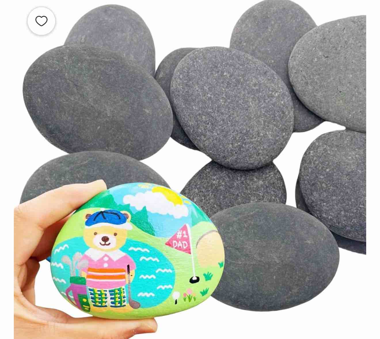 koltose by mash - craft rocks for painting 100% natural flat river stones extra-large 3.5” - 5” inch set of 20