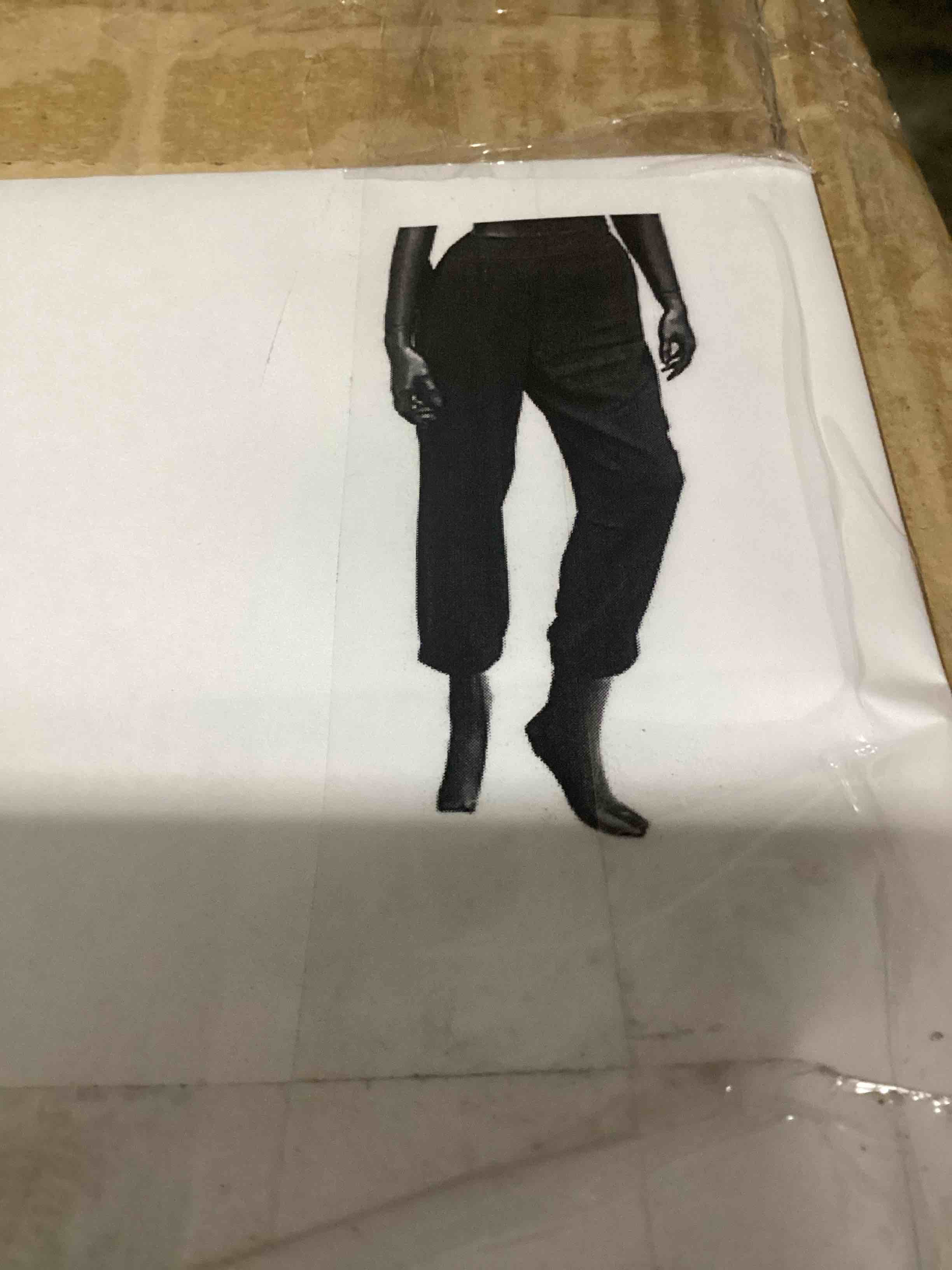 Condition photo showing New/Like New for case of 22 assorted sizes cache black pant with elastic waist and ankle band/zipper