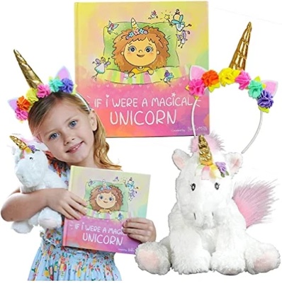tickle and main magical unicorn gift set: 3-piece set includes illustrated storybook plush unicorn stuffed animal and child’s unicorn headband; great unicorns gifts for girls and kids ages 2 and up