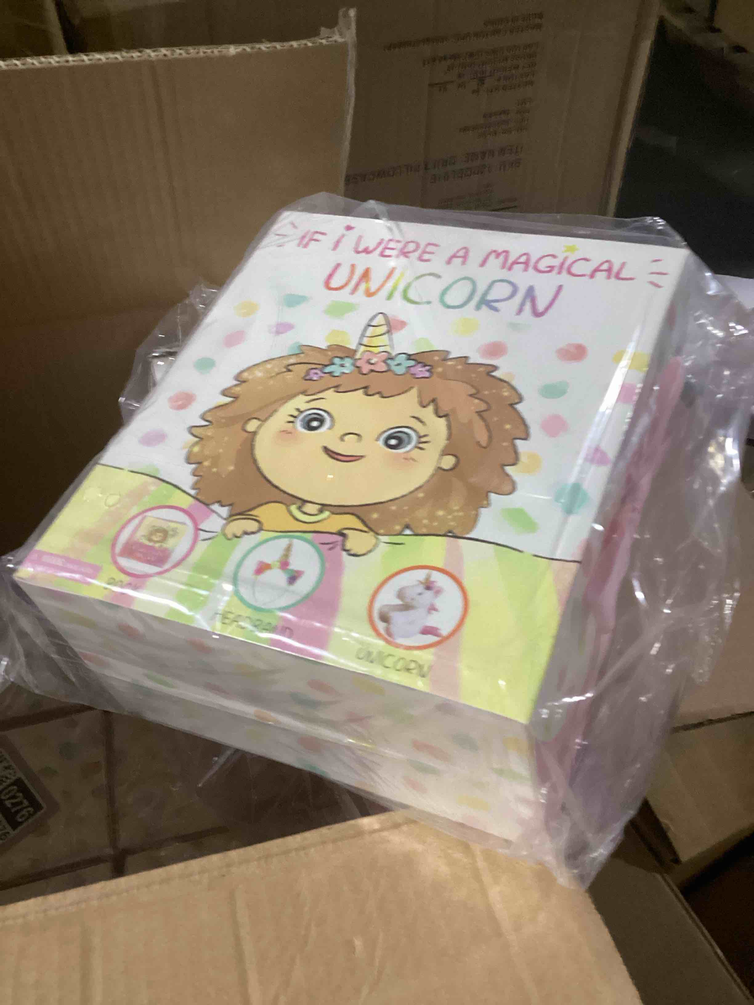 Condition photo showing New/Like New for tickle and main magical unicorn gift set: 3-piece set includes illustrated storybook plush unicorn stuffed animal and child’s unicorn headband; great unicorns gifts for girls and kids ages 2 and up