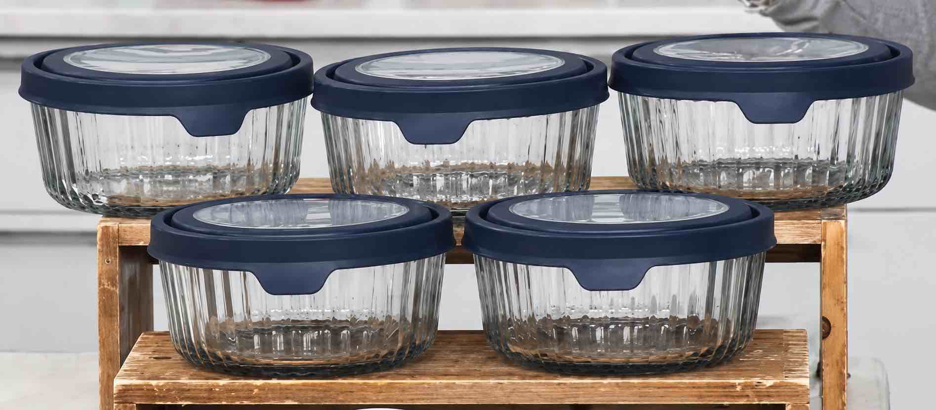 Anchor Hocking 10pc TrueSeal 7Cup Round Sculpted Glass Set - Navy Blue