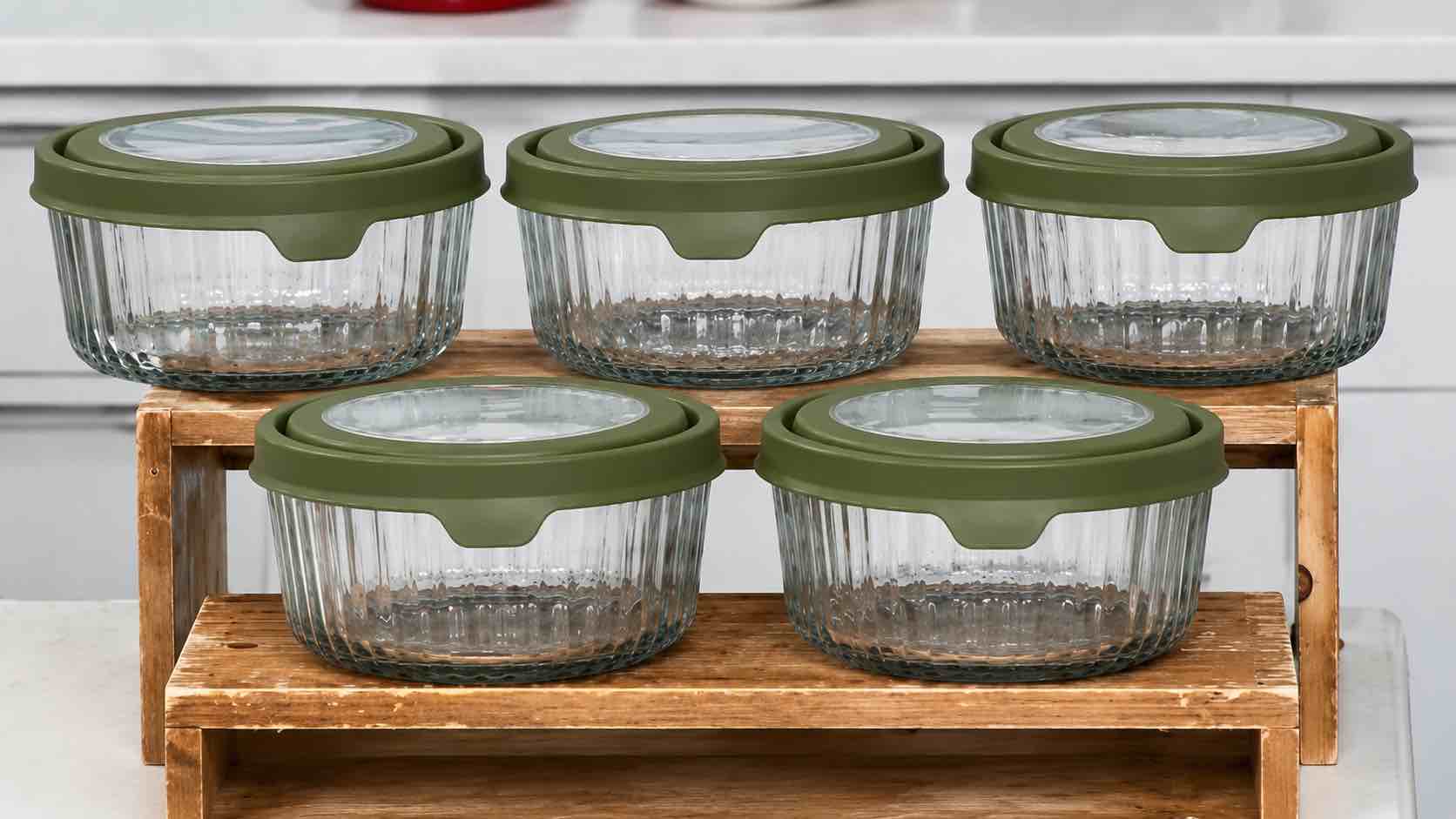 Anchor Hocking 10pc TrueSeal 7Cup Round Sculpted Glass Set - Olive