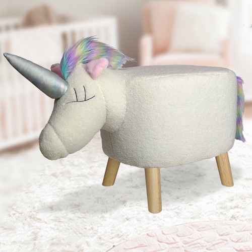Sound Critters 16in Portable Kids Stool with Built-in Speaker & Nightlight - Unicorn