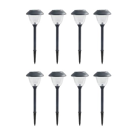 Eveready 8-Piece Solar Color-On-Demand 12 Lumen Pathway Lights - Gun Metal