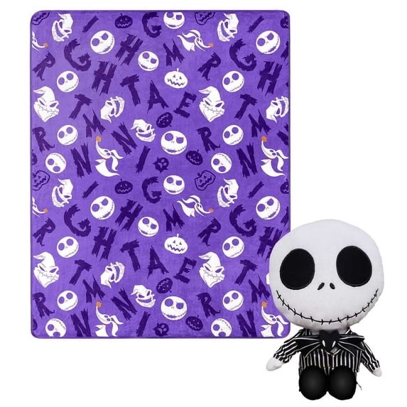 jack skeleton throw blanket with plush hugger