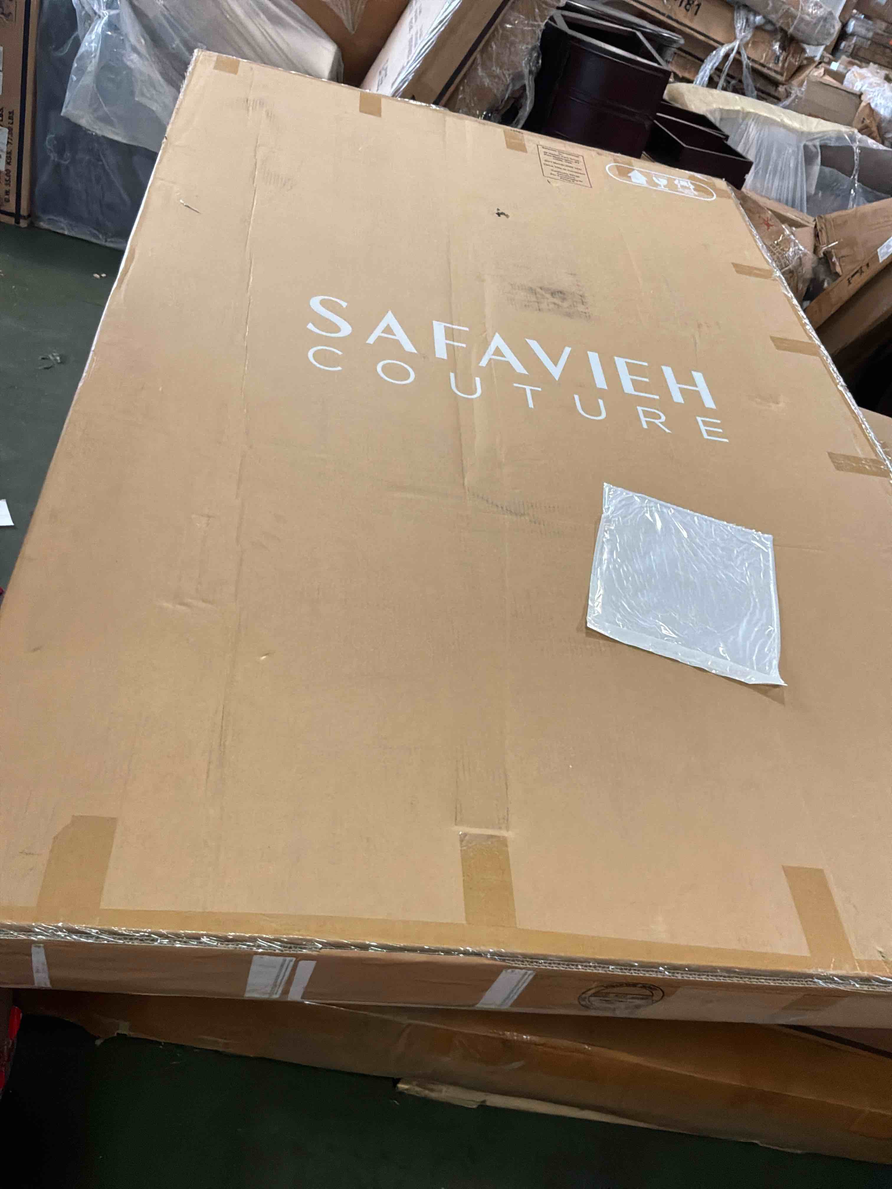 Condition photo showing Good Condition for safavieh couture collection - giuliano walnut wood frame bed, incomplete box 2 of 3