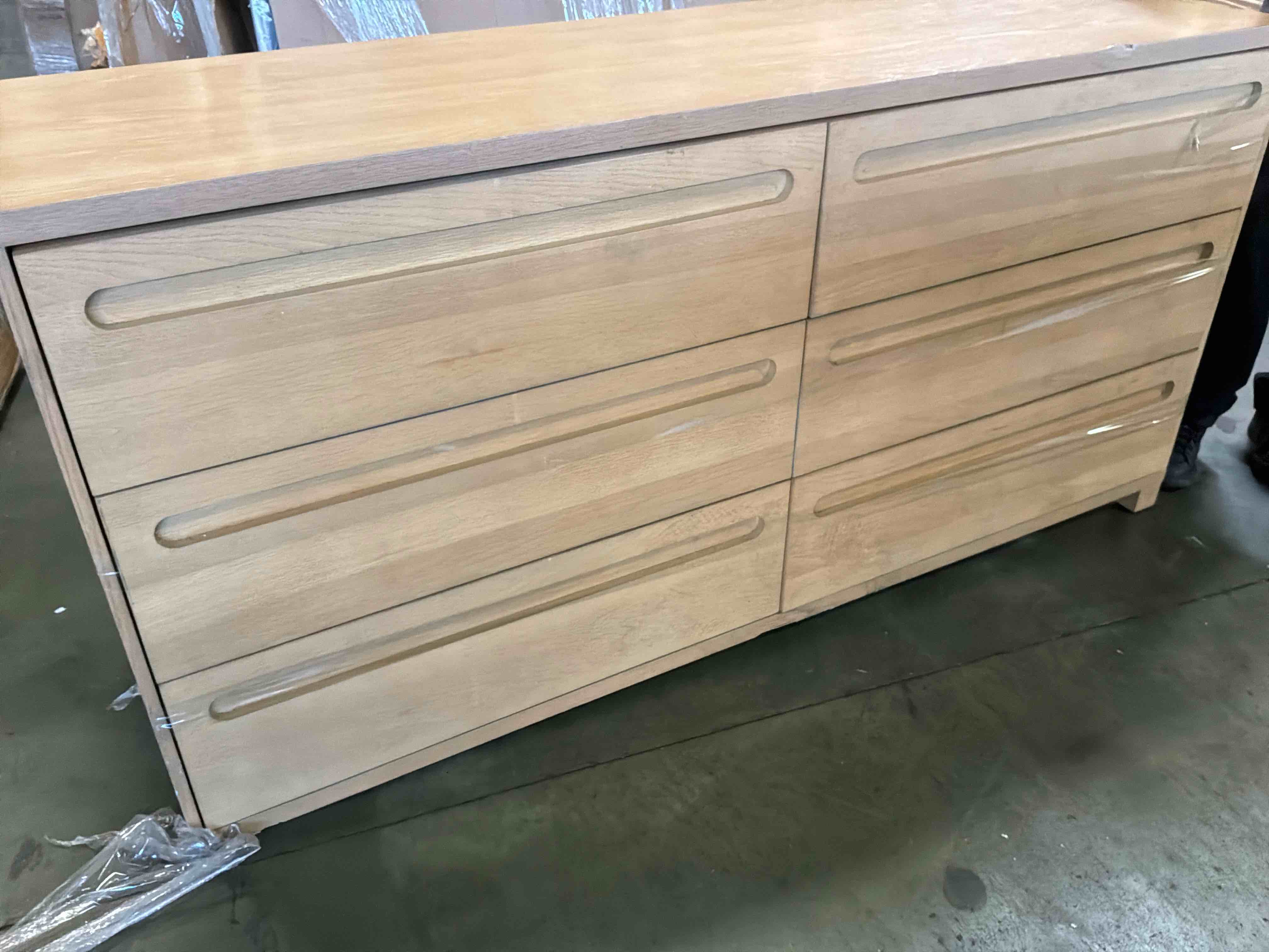 Condition photo showing As Is for billie 6-drawer dresser - natural