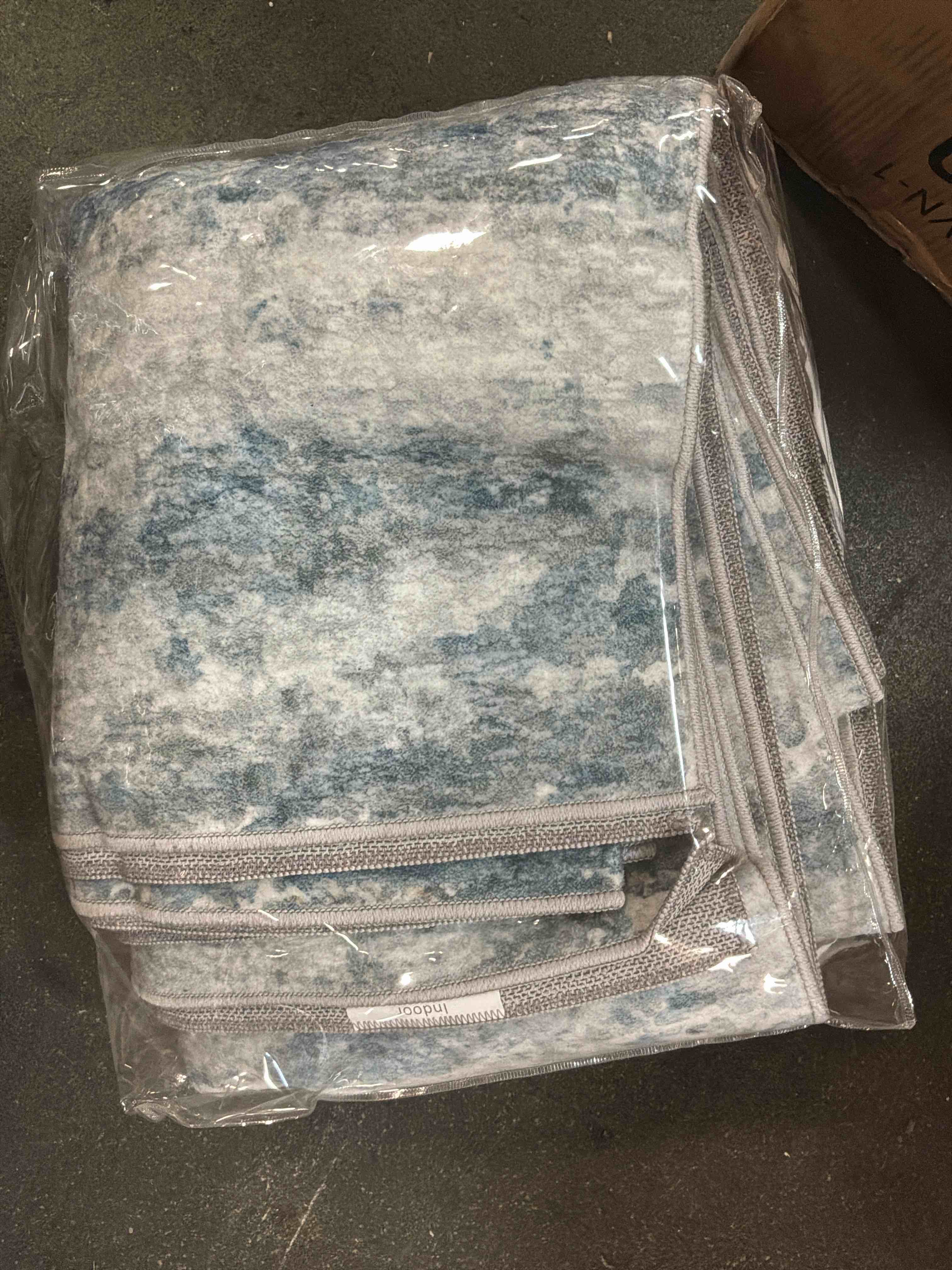 Condition photo showing Good Condition for area rugs for living room rug washable: abstract large rug indoor modern carpet non slip for dining room bedroom nursery home office blue grey