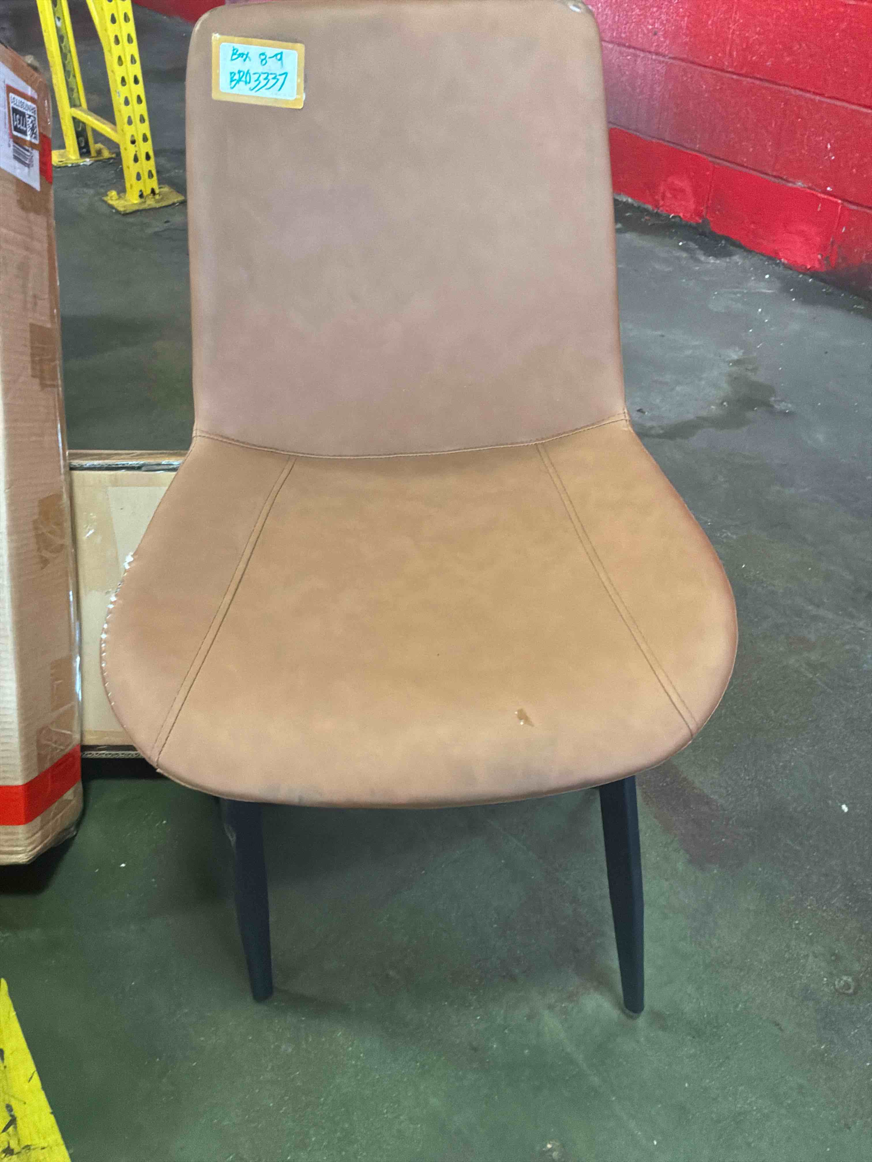 Condition photo showing As Is for modern pu leather dining side chairs with metal pipe frame dining chairs dining room accent chair for kitchen home furniture