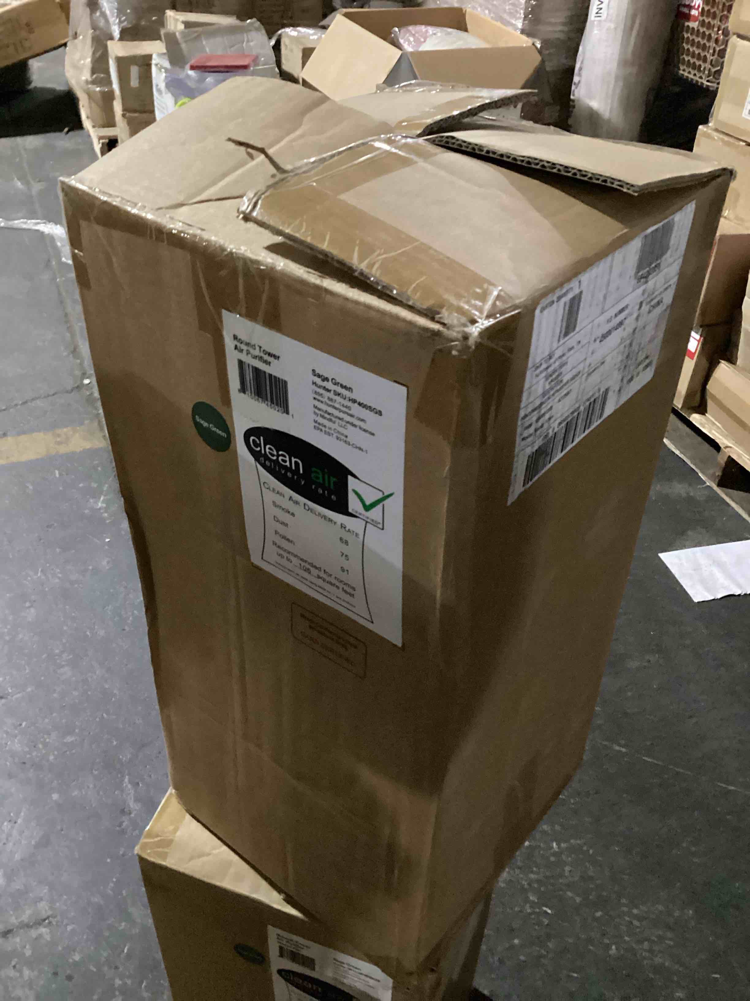 Condition photo showing Good Condition for hunter fan company hp400 round tower air purifier for small rooms featuring true hepa filtration and ecosilver® pre-filter for allergy and asthma relief sage and silver