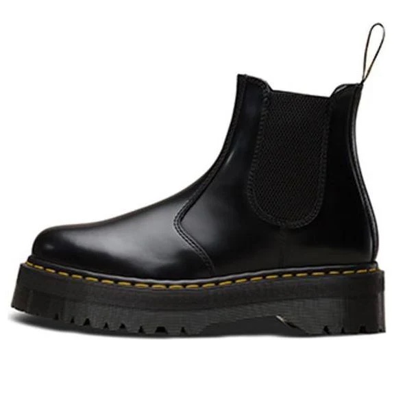 size 9 men’s/10 woman’s dr. martins 2976 quad black leather platform chelsea boots polished smooth 24687001