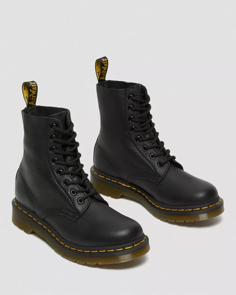 size 11 woman’s dr. martens 1460 pascal black virginia leather lace up boots 13512006