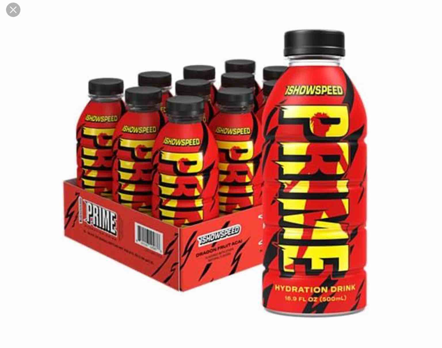 limited edition ishowspeed dragon fruit acai prime hydration case  (11 bottles - 16.9 fl oz each) bb 4/2026