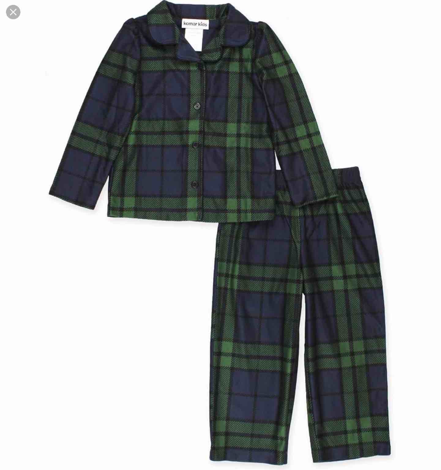 komar kids holiday green plaid toddler girls 2pc coast pajamas 3t toddlers