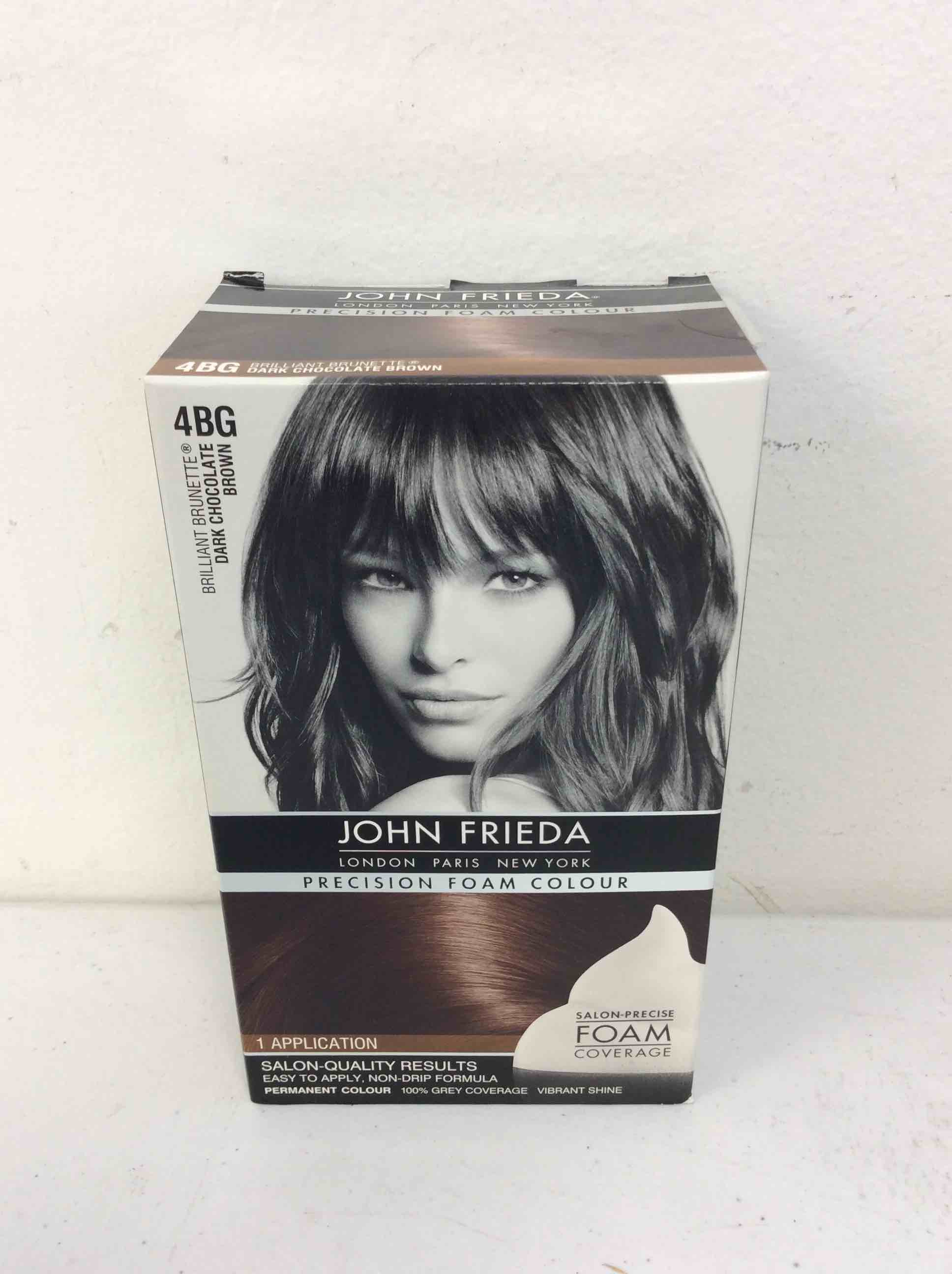 Condition photo showing New/Like New for john frieda brilliant brunette permanent precision hair color foam, 4bg dark chocolate brown, 1 application