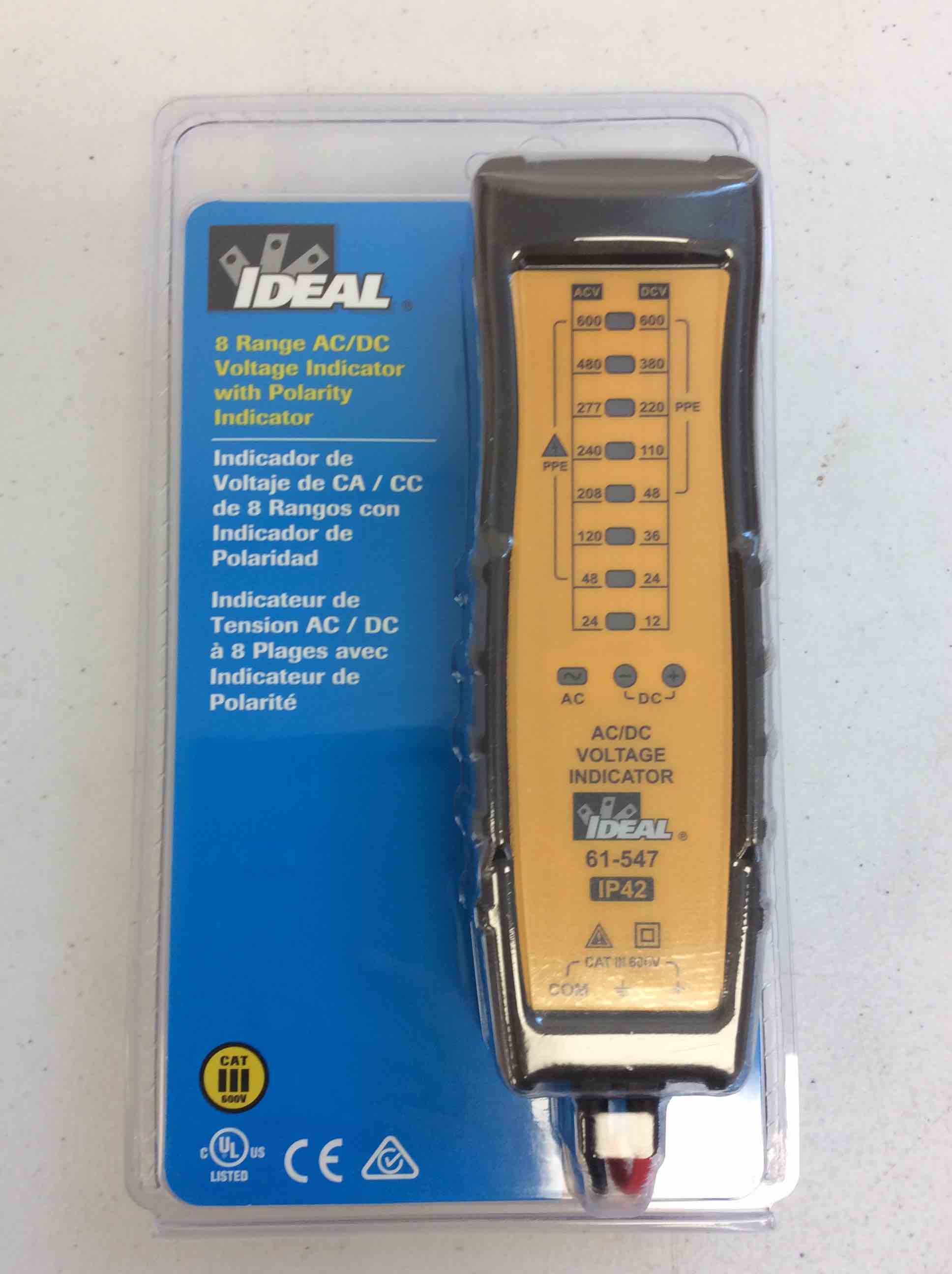 Condition photo showing New/Like New for ideal 61-547 8 range ac/dc voltage indicator