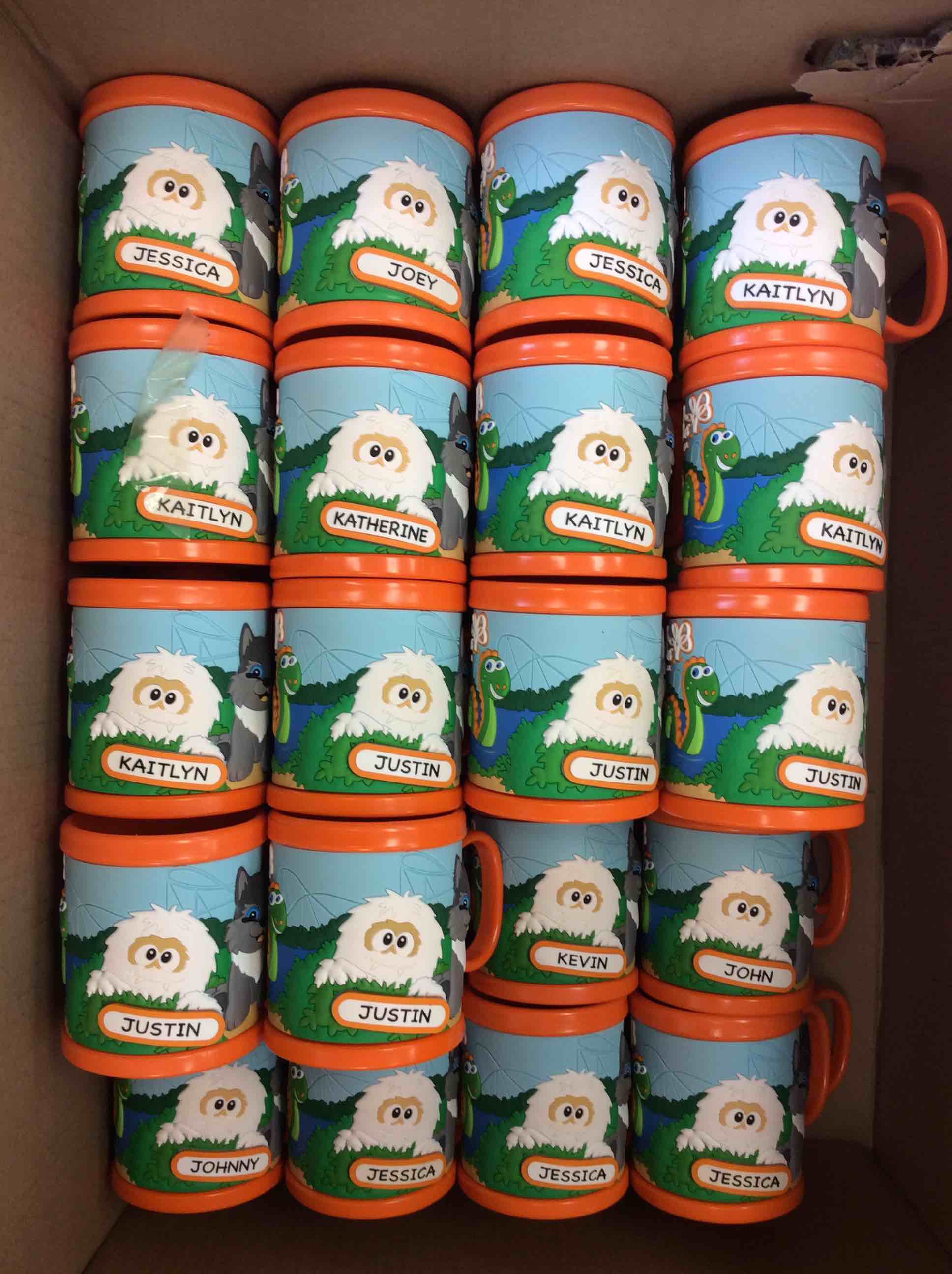 Sea World Busch Gardens Orange Mugs with Names 54PCS