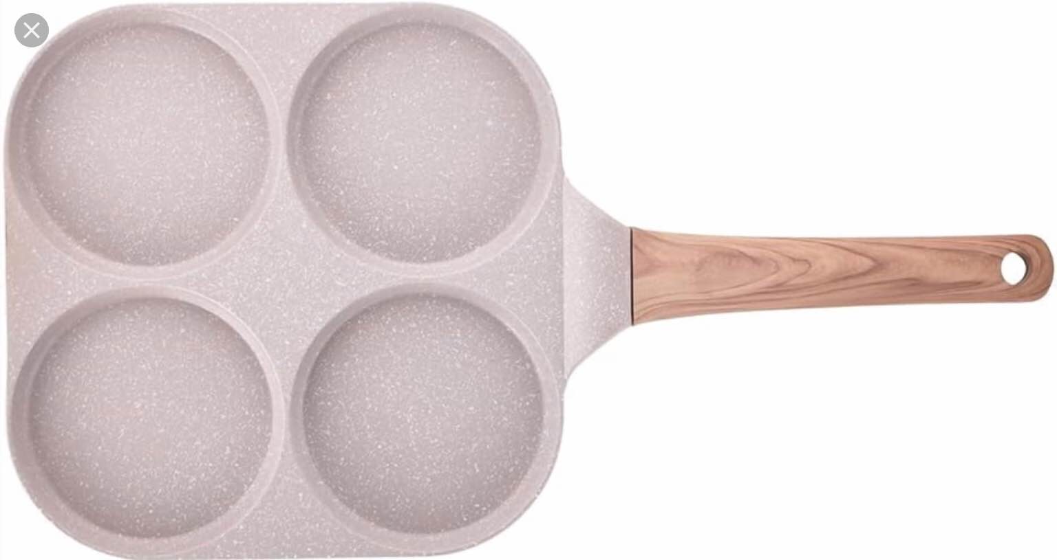 4 cup egg pan with wooden handle, non stick aluminum alloy frying pan