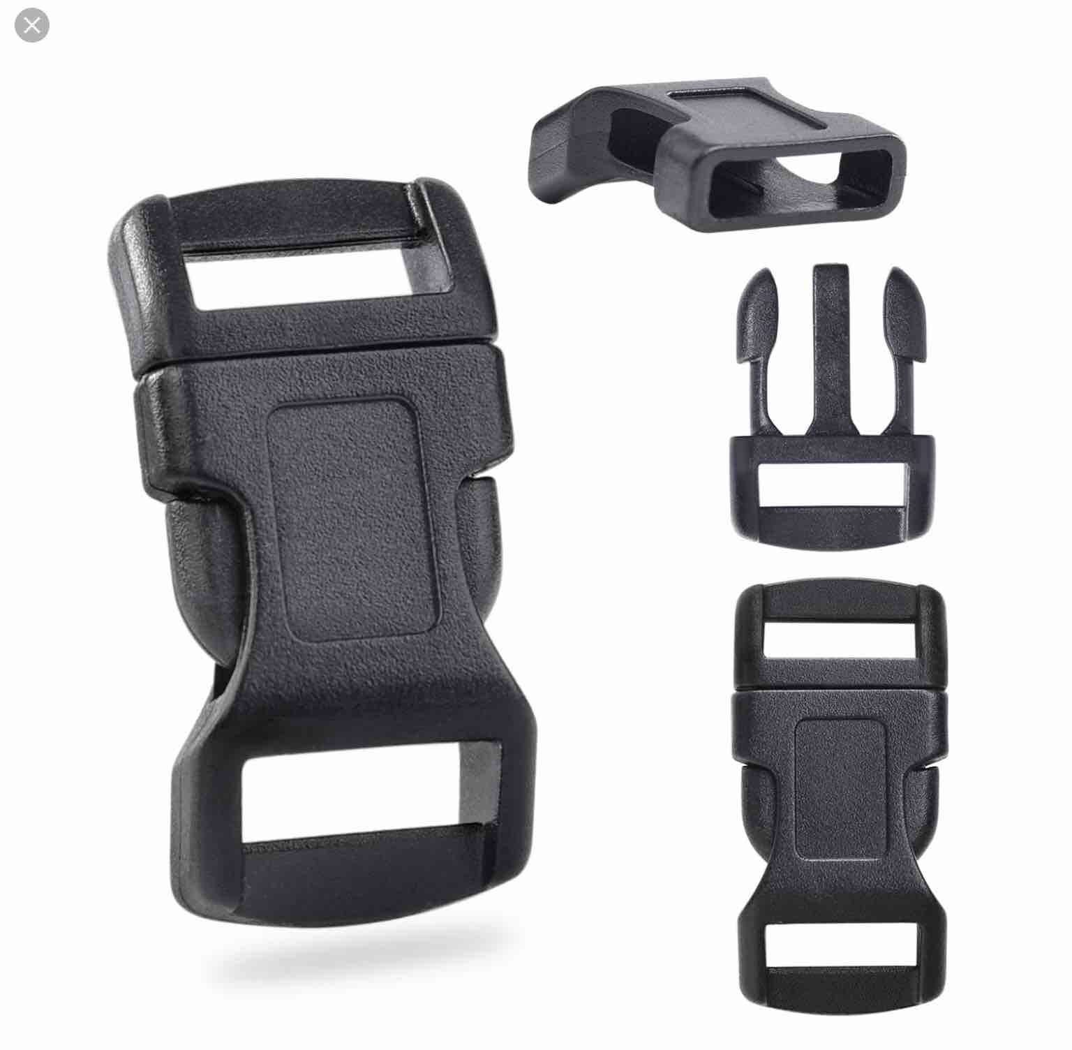 case of 3 - 3/4 in. paracord survival bracelet buckle (2-pack), black