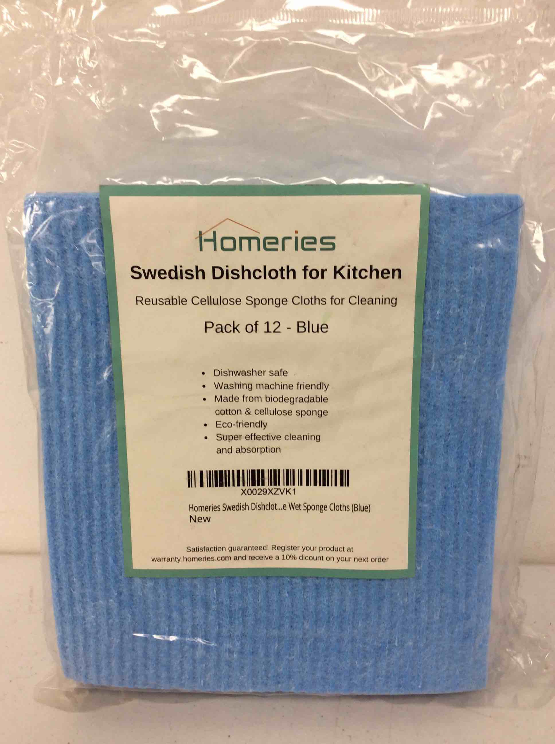 Condition photo showing New/Like New for homeries swedish dishcloth for kitchen pack of 12 blue