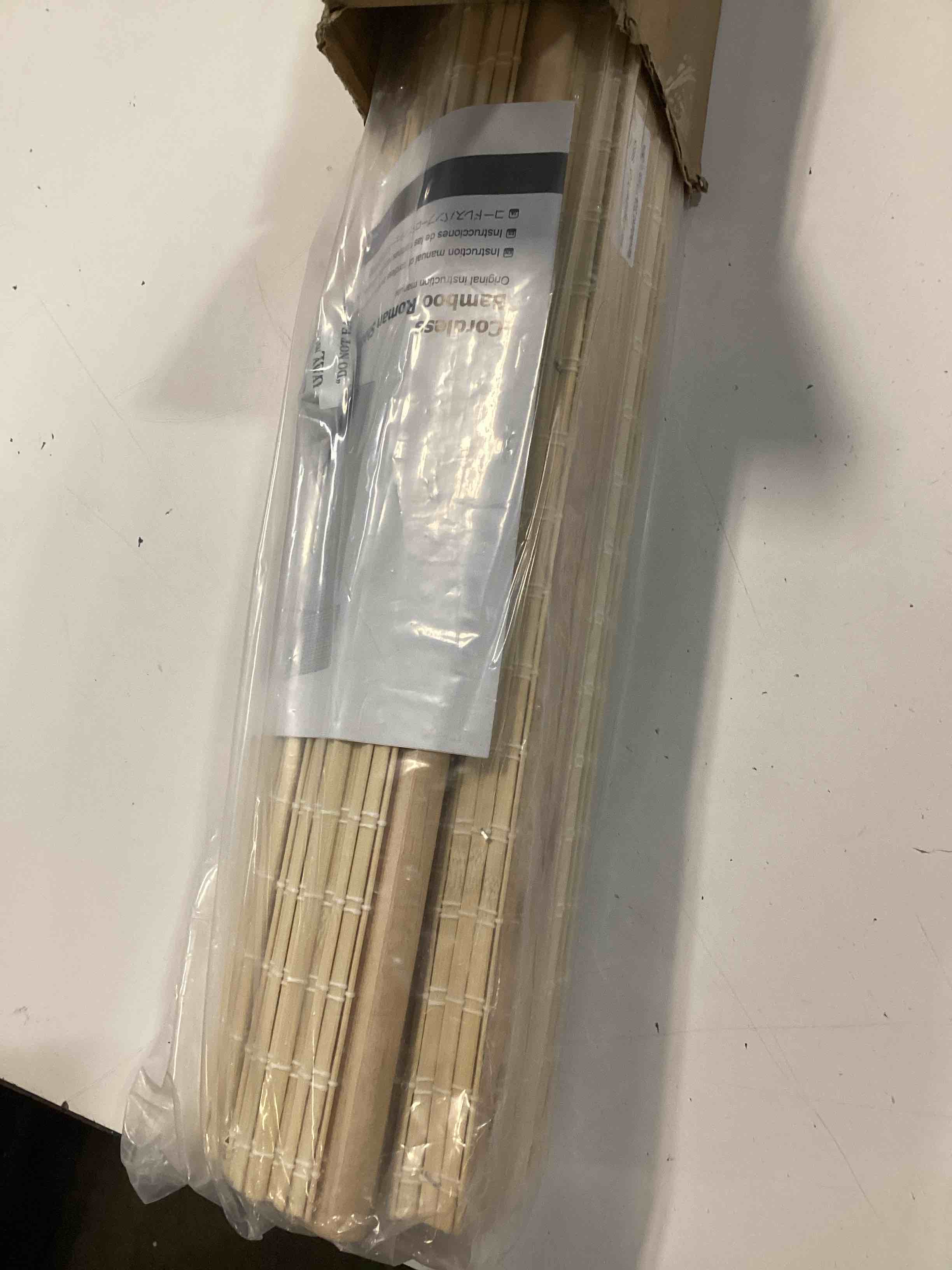 Condition photo showing Good Condition for lazblinds cordless bamboo roman shades, privacy window treatment, roll up bamboo blinds for windows, 23'' w x 60'' h privacy-dp-natural 23'' w x 60'' h