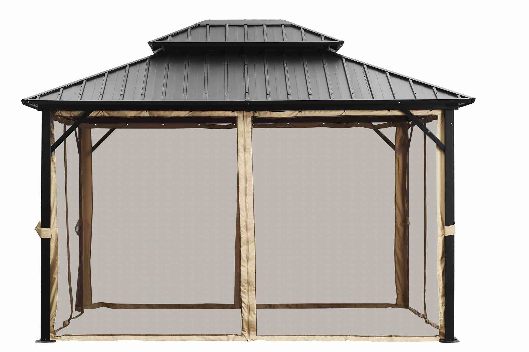 OB-HTG002 - 10Ft x 12Ft Hardtop Aluminum Gazebo with Mosquito Net
