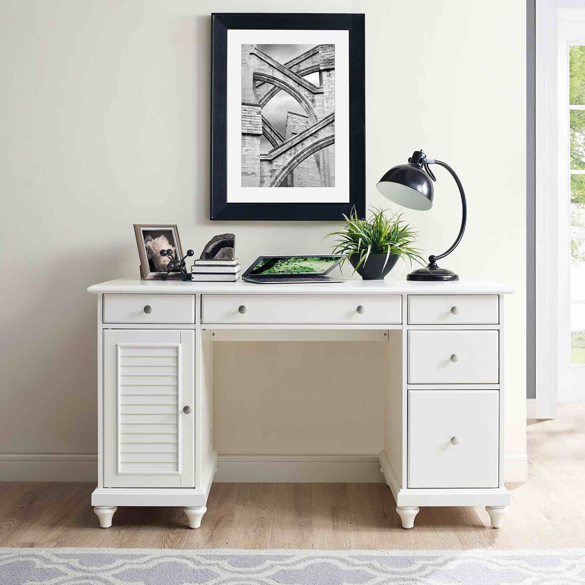 Crosley Furniture Palmetto Desk in White//incomplete// box 1 of 2 only 